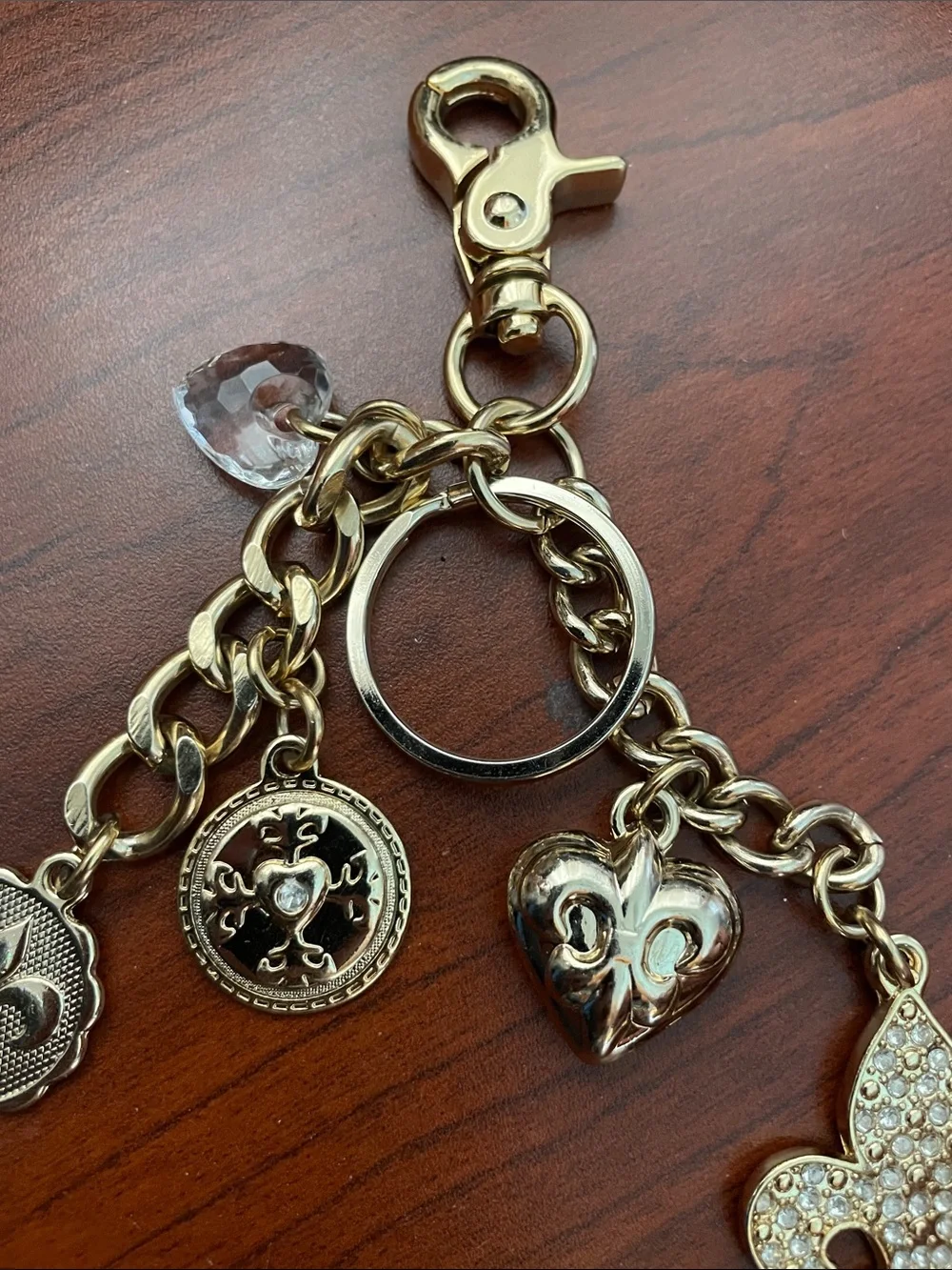 Kathy Van Zeeland Gold-Tone Fleur-de-Lis Crystal Charm Keychain - Picture 6 of 11